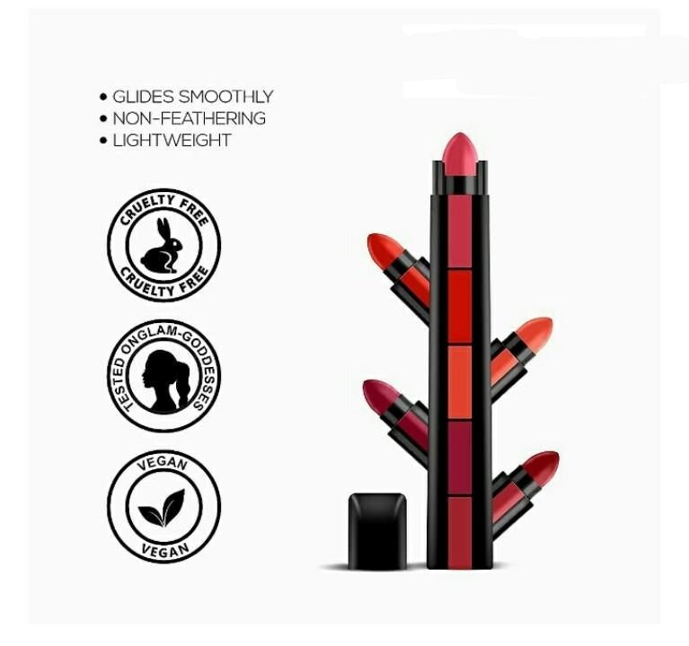 ZEAL4DEALS (5 IN 1 LIPSTICK) THE FAB-10-COMBO 33%0FF