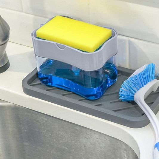 Stylish Liquid Soap Pump Dispenser + Sponge Holder (With Free Sponge)