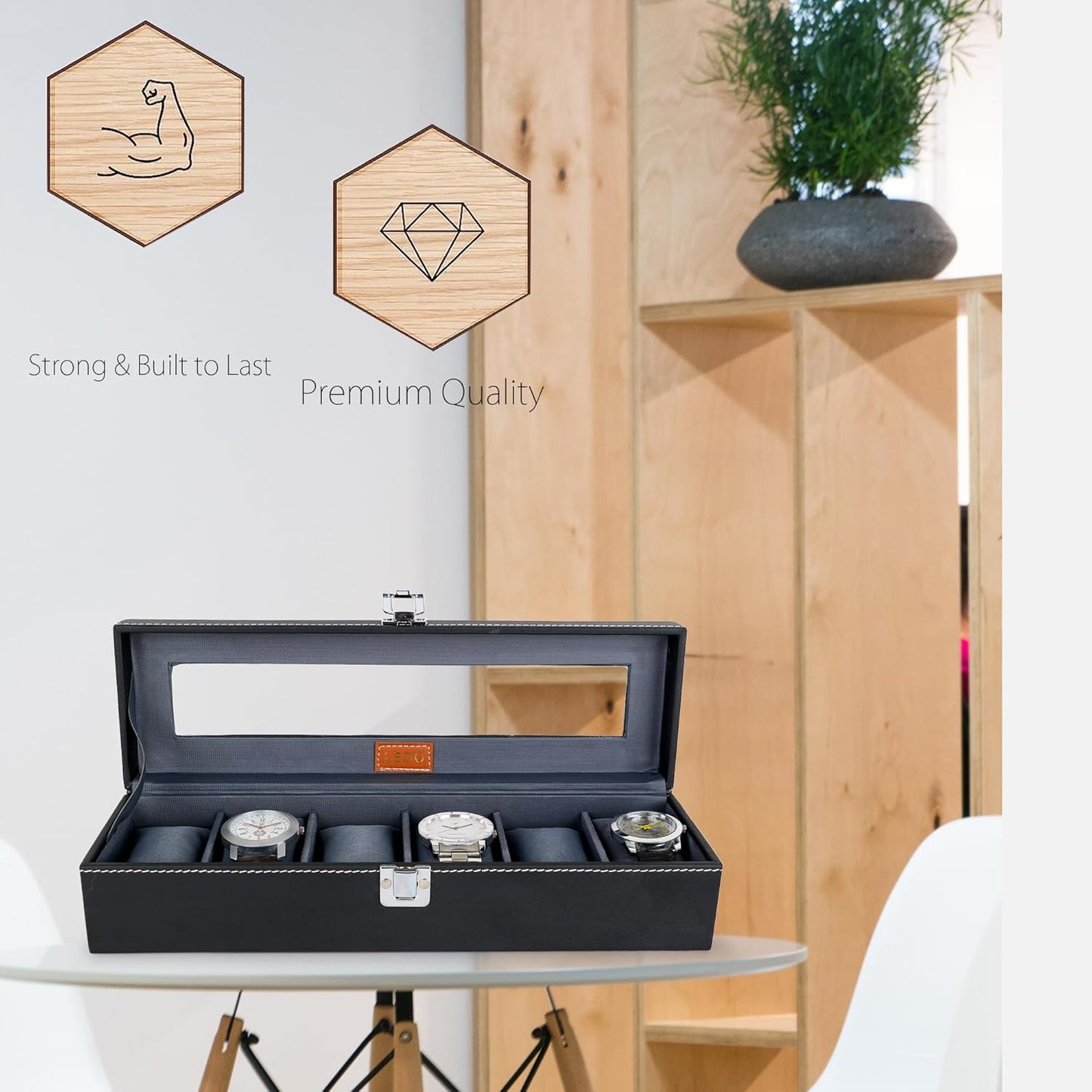 Watch Box Organizer Case In 6 Slots Of Watches For Men And Women