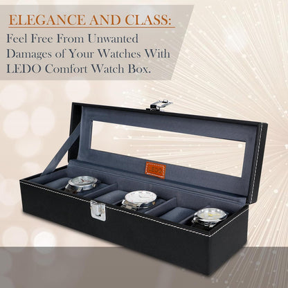 Watch Box Organizer Case In 6 Slots Of Watches For Men And Women