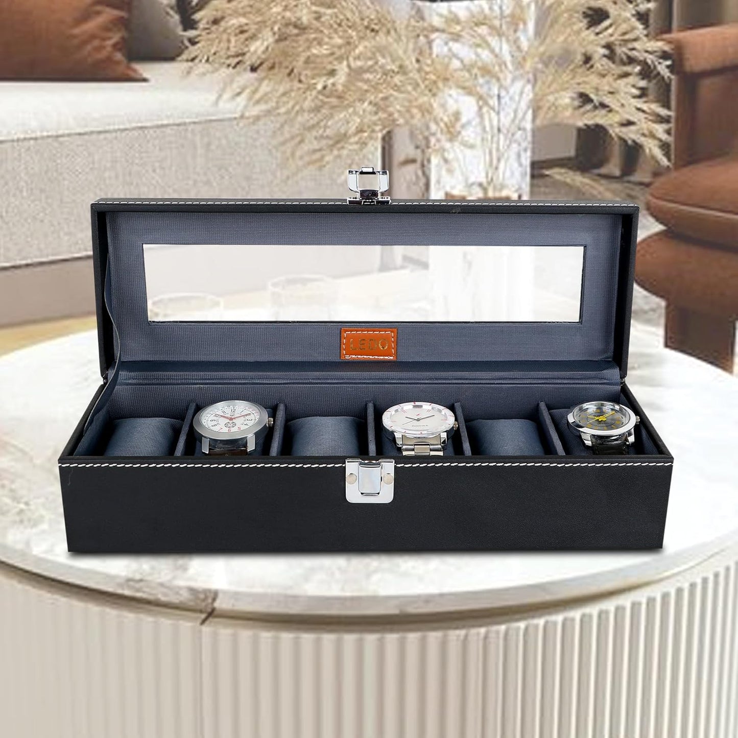 Watch Box Organizer Case In 6 Slots Of Watches For Men And Women