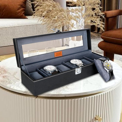Watch Box Organizer Case In 6 Slots Of Watches For Men And Women
