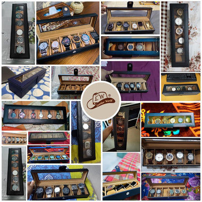 Watch Box Organizer Case In 6 Slots Of Watches For Men And Women