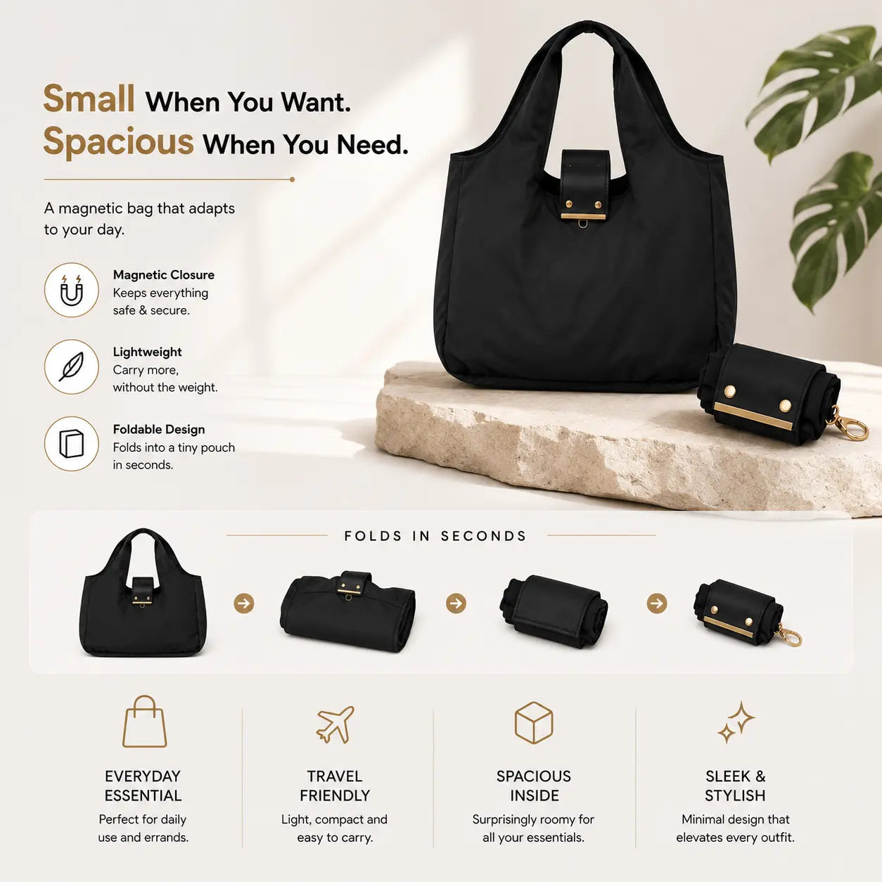 Zeal4deals™ - Keychain Foldable Tote Bag