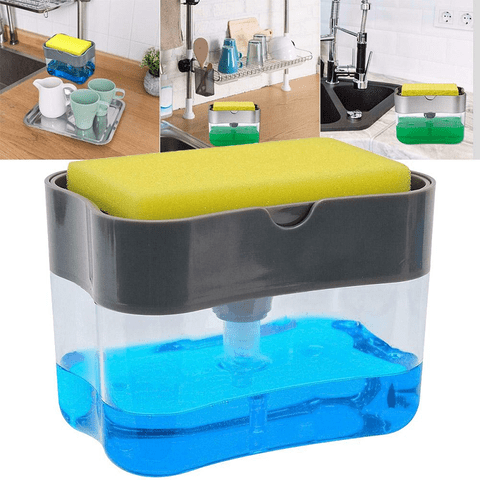 Stylish Liquid Soap Pump Dispenser + Sponge Holder (With Free Sponge)