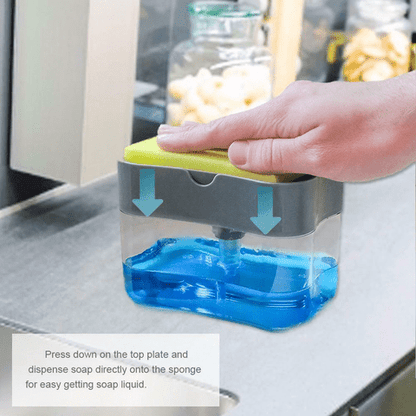 Stylish Liquid Soap Pump Dispenser + Sponge Holder (With Free Sponge)